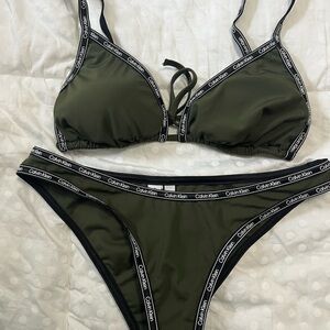 Calvin Klein Green and Black Bikini Minimalist Design